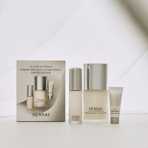 Cellular Performance Throat & Bust Lifting Effect Produkte in limitierter Auflage und Verpackung nebeneinander auf einem Tisch